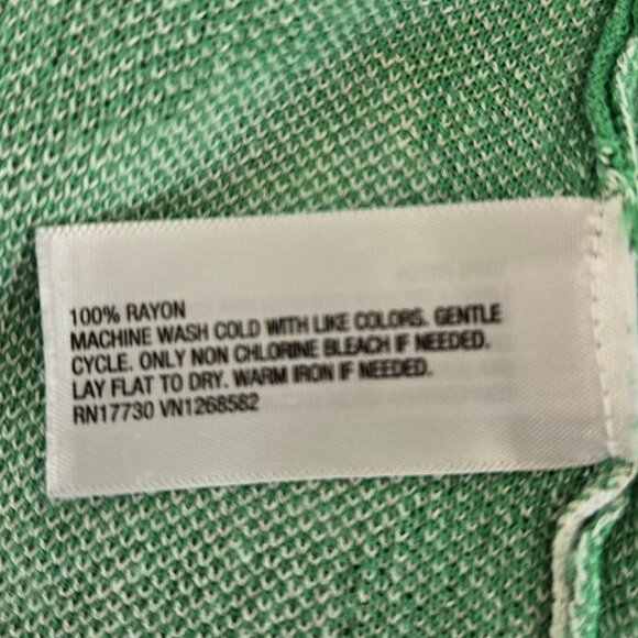 Diane Von Furstenberg XS Green & White Ginko Leaf Wrap Sweater Top Dress - Picture 7 of 8